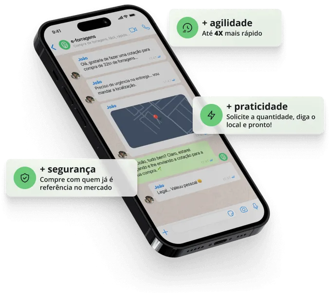 Conversa no WhatsApp da e-forragens com cotação de forragens